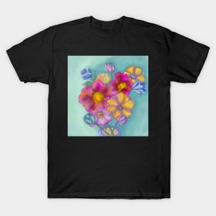 Impressionistic bouquet of flowers in yellow, pink, and blue T-Shirt